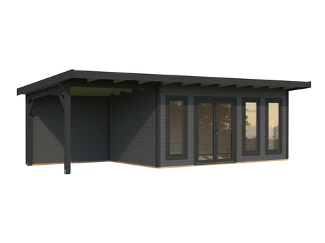 Aurelia 15,2 + 7,9 m² (8,3x3 m | 44 mm) Ruumikas modernne aiamaja katusealusega