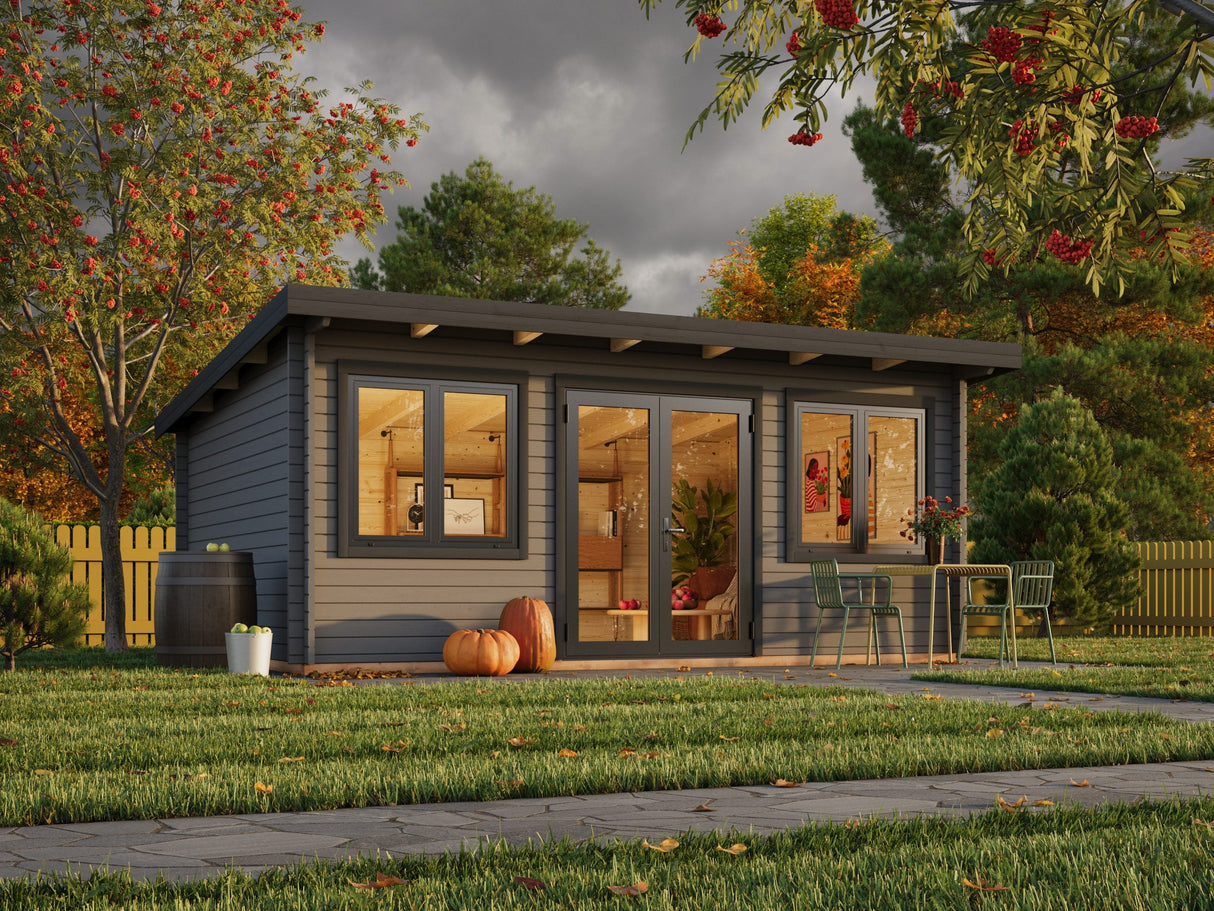 Lisandra 19,4 m² (5,5x4 m | 44 mm) Aiamaja alumiiniumuste ja -akendega