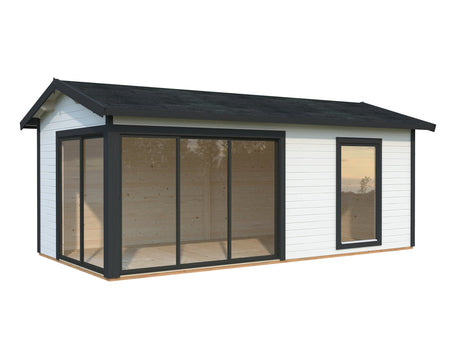 Amanda 17.2m2 (5.95x3m | 44mm) Lükanduste ja modernse nurgalahendusega aiamaja