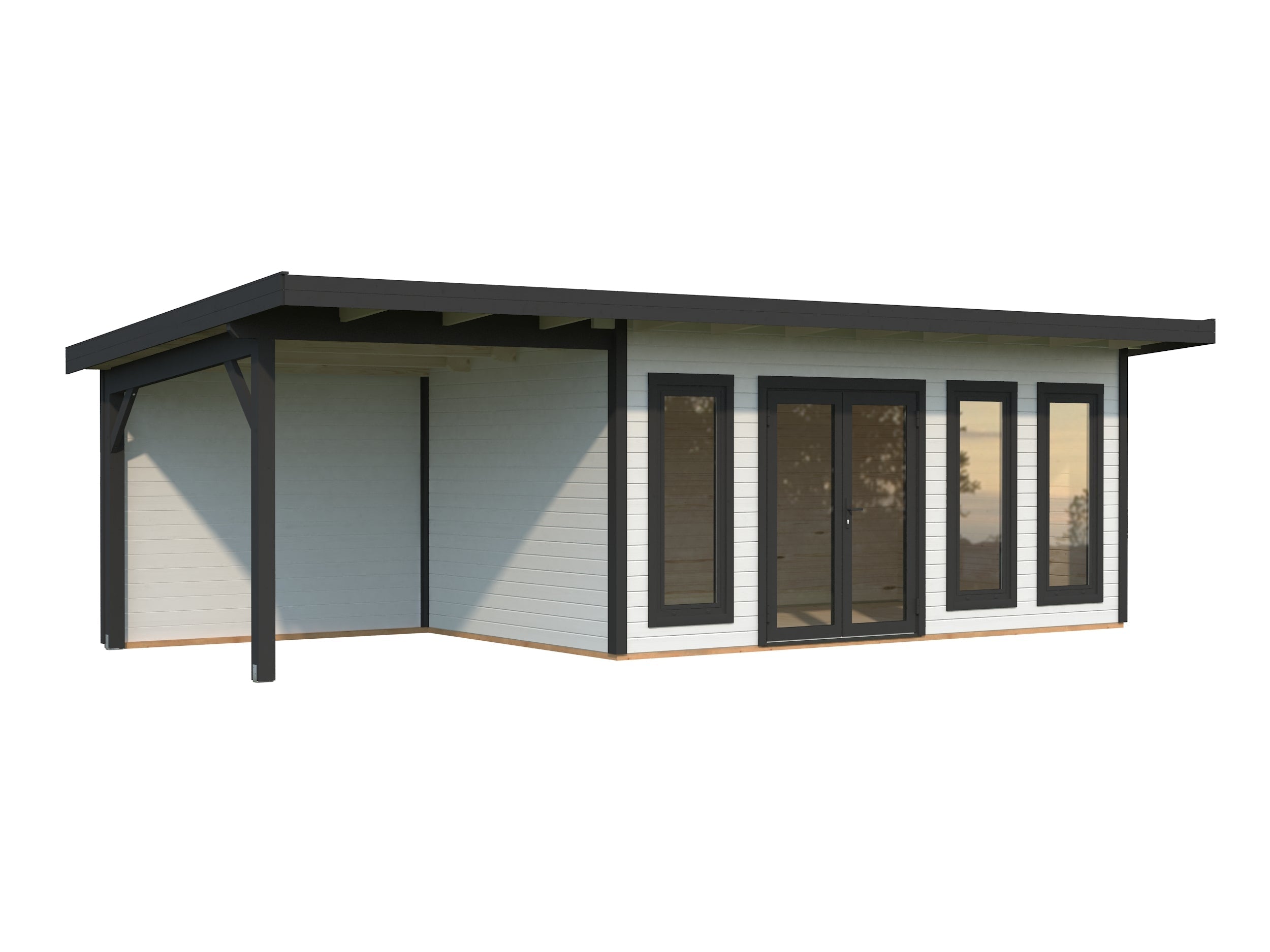 Aurelia 15,2 + 7,9 m² (8,3x3 m | 44 mm) Ruumikas modernne aiamaja katusealusega