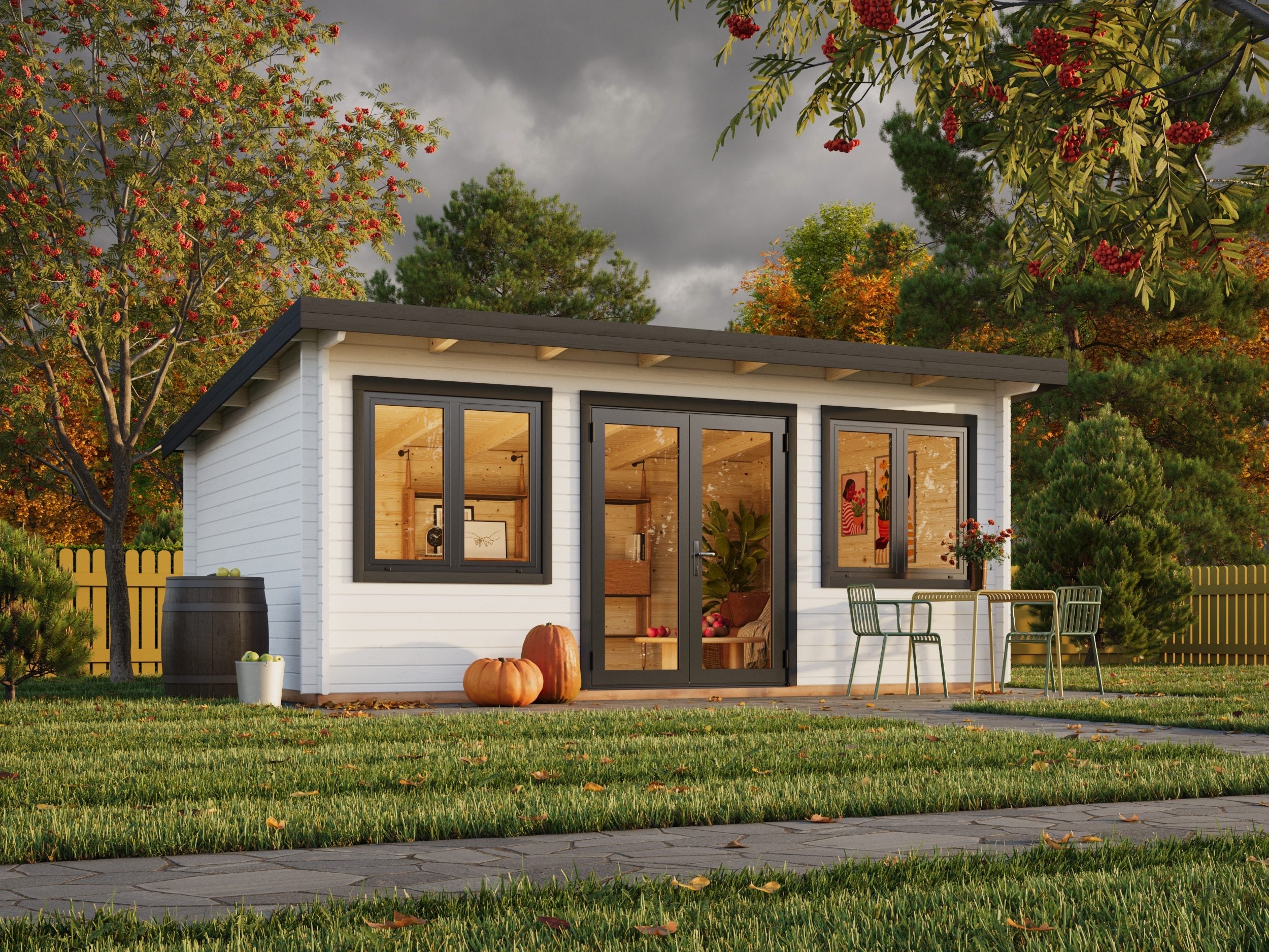Lisandra 19,4 m² (5,5x4 m | 44 mm) Aiamaja alumiiniumuste ja -akendega