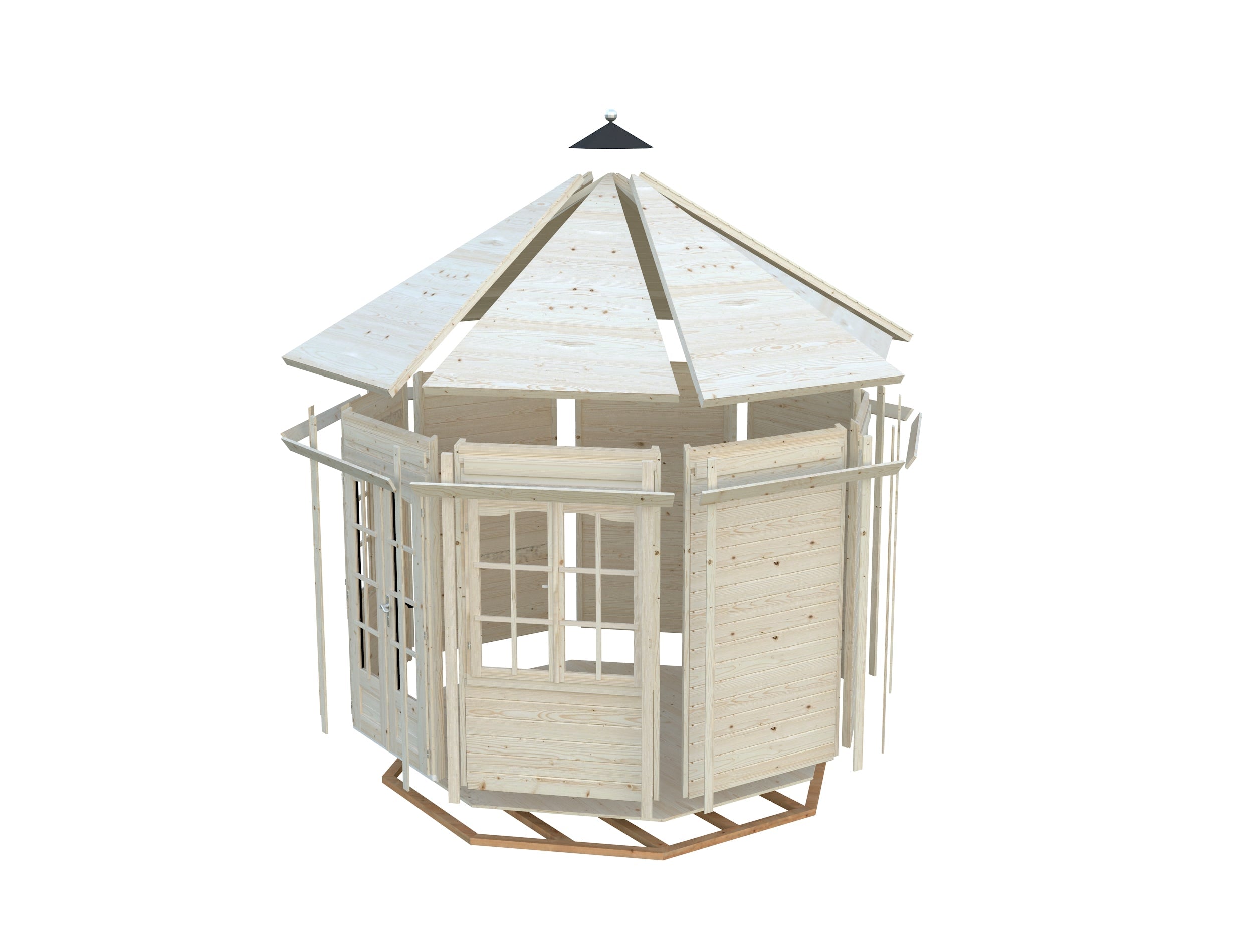 Veronica 2 6.7m2 (2.89x2.89m | 28mm) Valmis seinaelementidest kahe aknaga paviljon