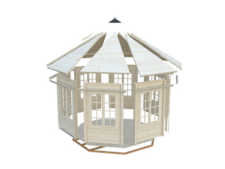 Veronica 7 9.2m2 (3.37x3.37m | 34mm) Valmis seinaelementidest seitsme aknaga paviljon