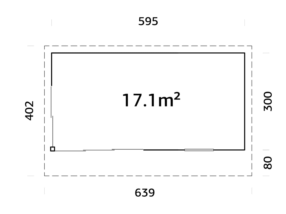Andrea 17.1m2 (5.95x3m | 44mm) Lükanduste ja modernse nurgalahendusega aiamaja