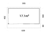 Andrea 17.1m2 (5.95x3m | 44mm) Lükanduste ja modernse nurgalahendusega aiamaja