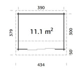 Ines 11.1m2 (3.9x3m | 44mm) Lükandustega freespruss-aiamaja