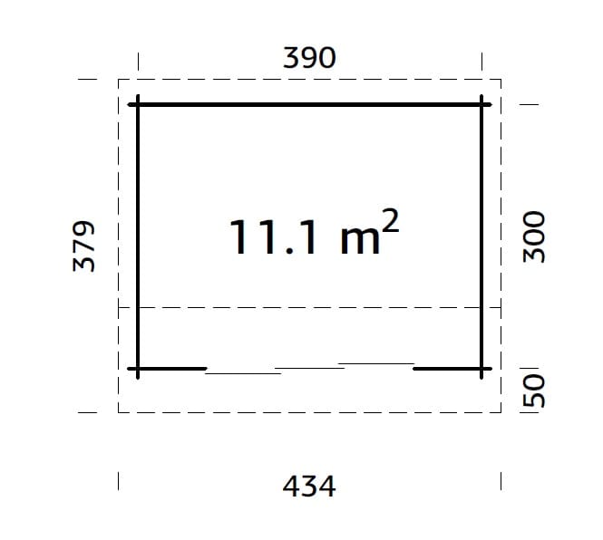 Ines 11.1m2 (3.9x3m | 44mm) Lükandustega freespruss-aiamaja