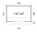 Ines 13.7m2 (4.8x3m | 44mm) Lükandustega freespruss-aiamaja