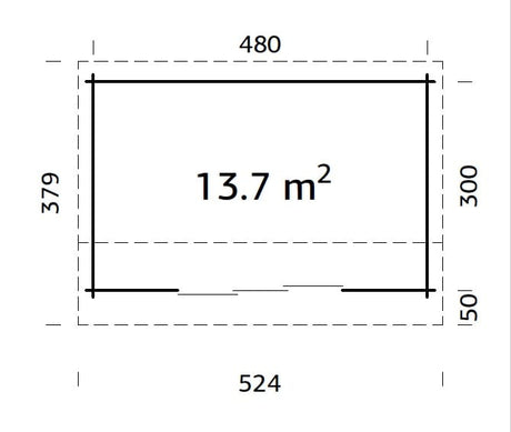 Ines 13.7m2 (4.8x3m | 44mm) Lükandustega freespruss-aiamaja