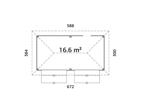 Bianca 16.6m2 Set 111 (5.88x3m) Kahe luugiga suur kiosk