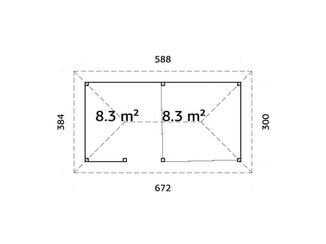 Bianca 16.6m2 Set 207/507 (5.88x3m) Kahe lükanduksega paviljon väliköögi osaga