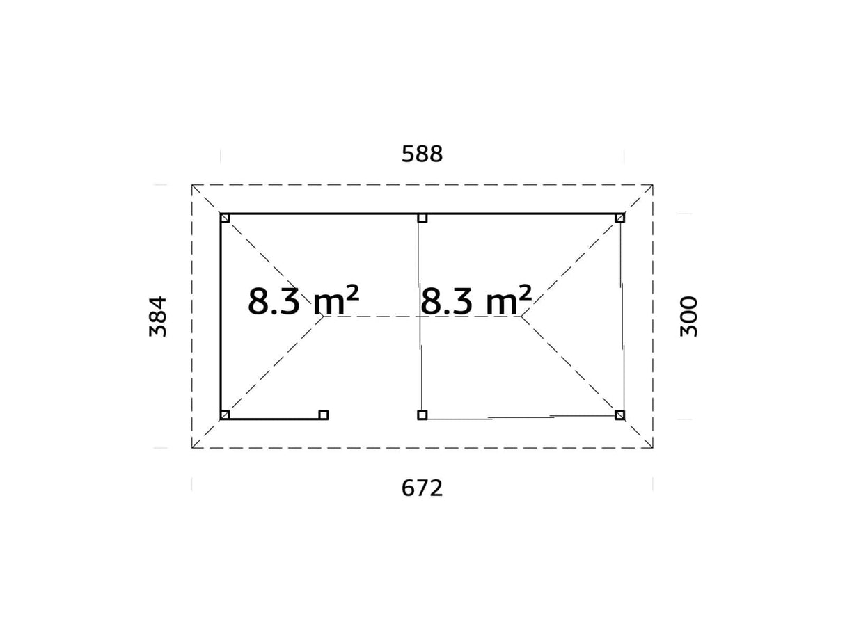 Bianca 16.6m2 Set 208/508 (5.88x3m) Kolme lükanduksega paviljon väliköögi osaga