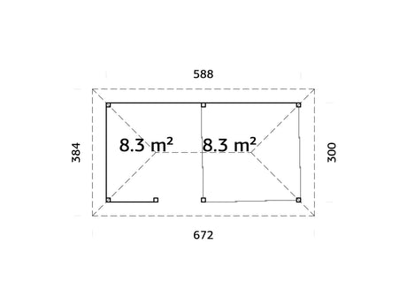 Bianca 16.6m2 Set 208/508 (5.88x3m) Kolme lükanduksega paviljon väliköögi osaga