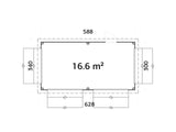Lenna 16.6m2 Set 312 (5.88x3m) Lamekatuse ja nelja luugiga kiosk