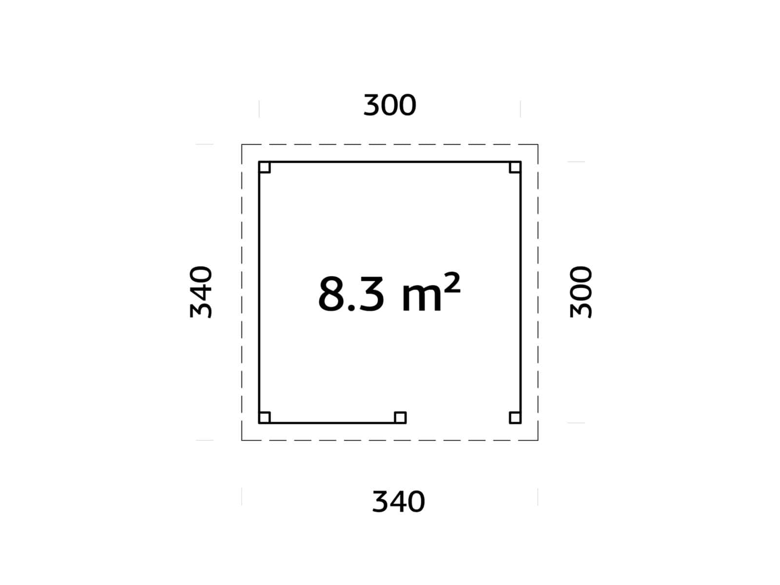 Lenna 8.3m2 Set 303 (3x3m) Lamekatusega ruudukujuline välibaar