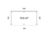 Lenna 16.6m2 Set 308 (5.88x3m) Lamekatusega suur väliköök