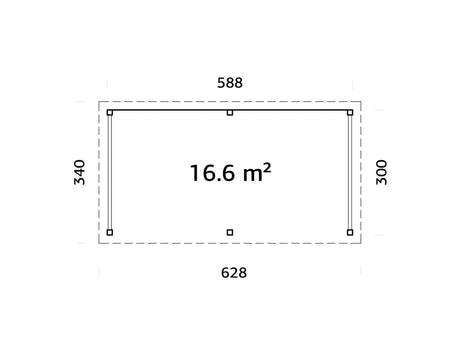 Lenna 16.6m2 Set 308 (5.88x3m) Lamekatusega suur väliköök