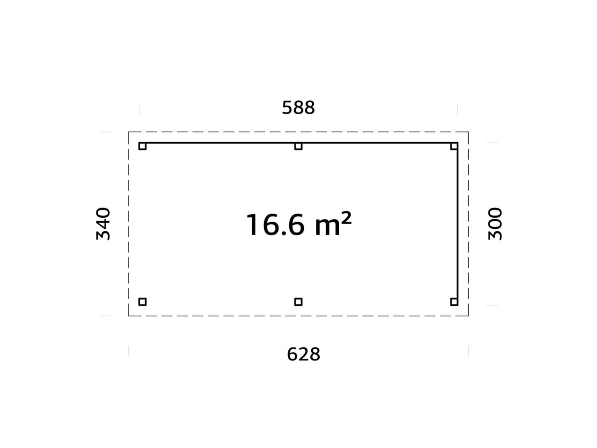 Lenna 16.6m2 Set 309 (5.88x3m) Lamekatusega suur paviljon võreseintega