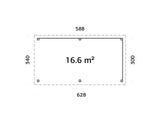 Lenna 16.6m2 Set 309 (5.88x3m) Lamekatusega suur paviljon võreseintega