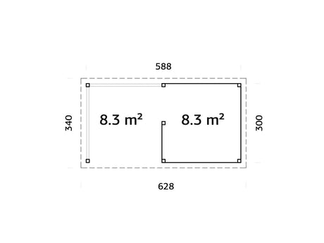 Lenna 16.6m2 Set 310 (5.88x3m) Lamekatusega välibaar varikatusega