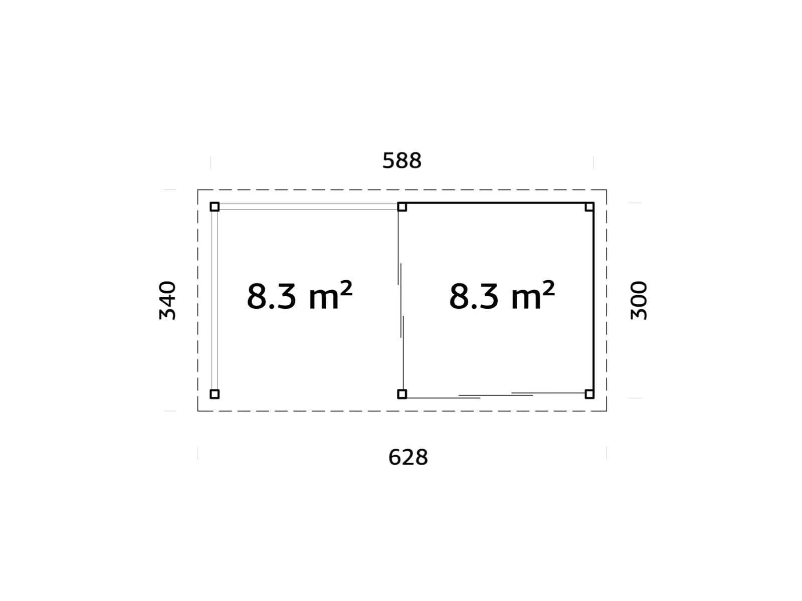 Lenna 16.6m2 Set 403/703 (5.88x3m) Kahe lükanduksega paviljon