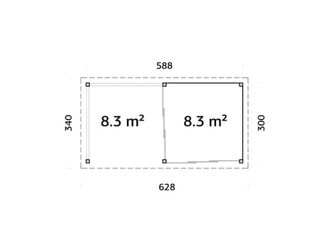Lenna 16.6m2 Set 403/703 (5.88x3m) Kahe lükanduksega paviljon
