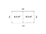 Lenna 16.6m2  Set 406/706 (5.88x3m) Kolme lükandukse ja varikatusega paviljon