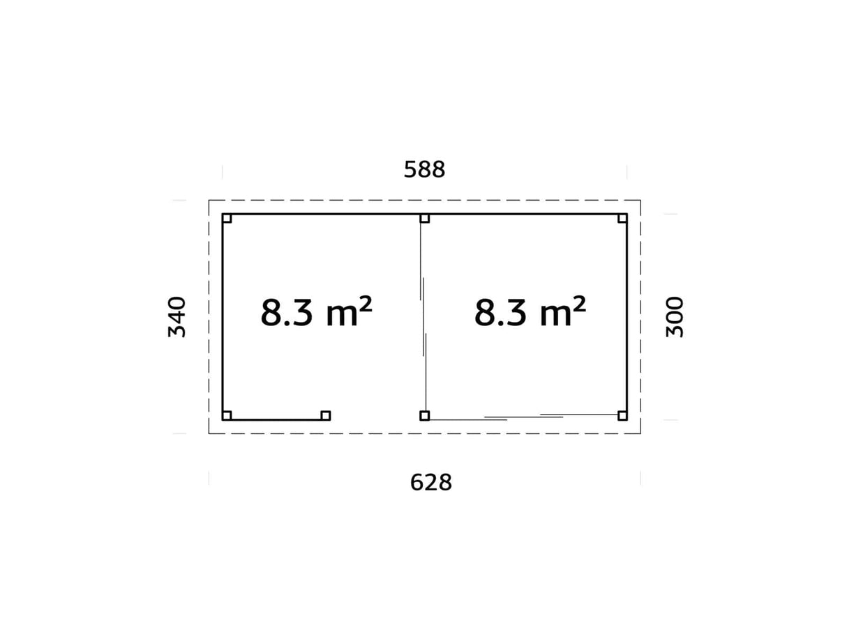 Lenna 16.6m2  Set 407/707 (5.88x3m) Kahe lükandukse ja väliköögiga paviljon