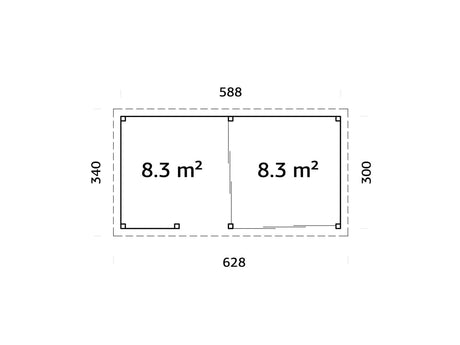 Lenna 16.6m2  Set 407/707 (5.88x3m) Kahe lükandukse ja väliköögiga paviljon