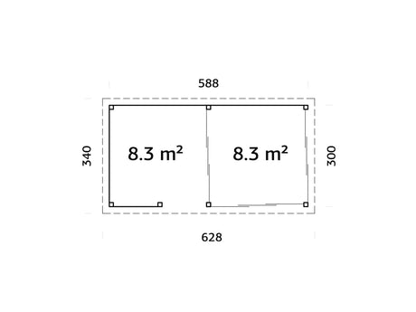 Lenna 16.6 Set 408/708 (5.88x3m) Kolme lükandukse ja väliköögiga paviljon