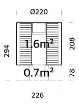 Anita 1.6+0.7m2 (2.2x2.9m | 42mm) Klaasseinaga torusaun