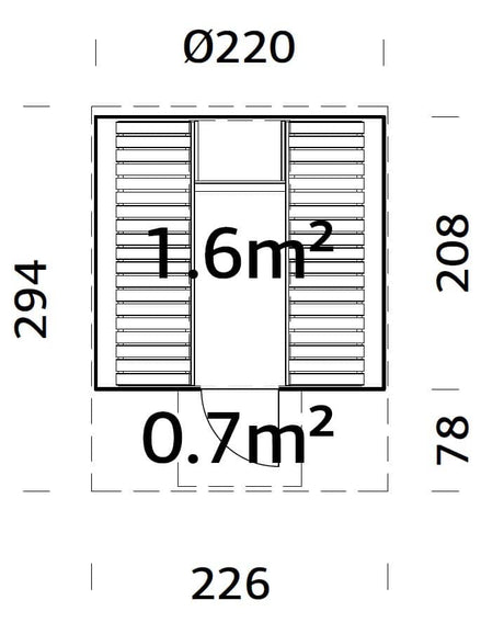 Anita 1.6+0.7m2 (2.2x2.9m | 42mm) Torusaun