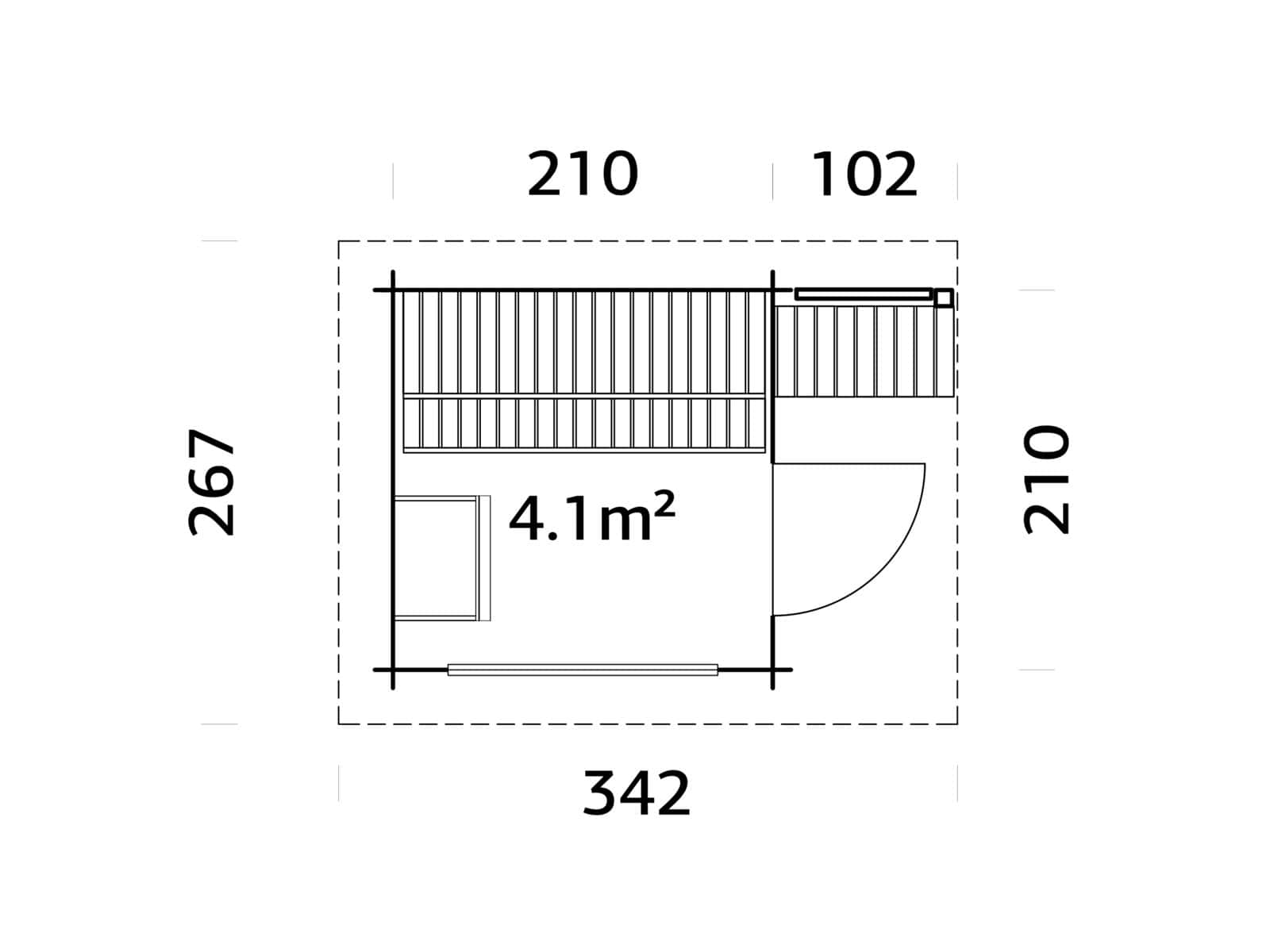 Sanna 4.1m2 (2.1x2.1m | 44mm) Kompaktne saunamajake