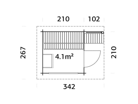 Sanna 4.1m2 (2.1x2.1m | 44mm) Kompaktne saunamajake