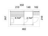 Sanna 6.8m2 (3.5x2.1m | 44mm) Modernne freesprussist saunamajake riietusruumiga