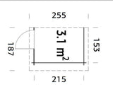 Küljekuur 3.1m2 (2.15x1.53m | 28mm) Lisatoode freesprussmajale