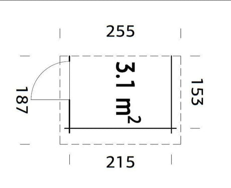 Küljekuur 3.1m2 (2.15x1.53m | 28mm) Lisatoode freesprussmajale