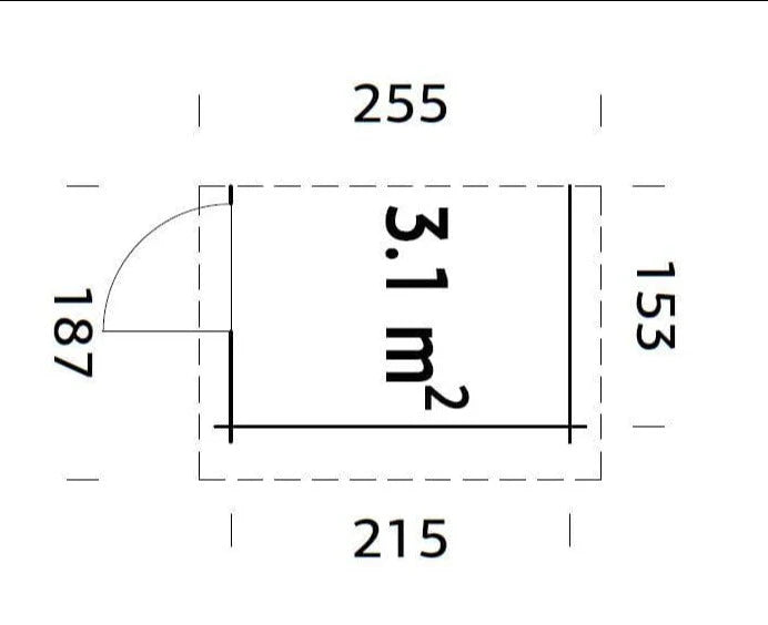 Küljekuur 3.1m2 (2.15x1.53m | 28mm) Lisatoode freesprussmajale
