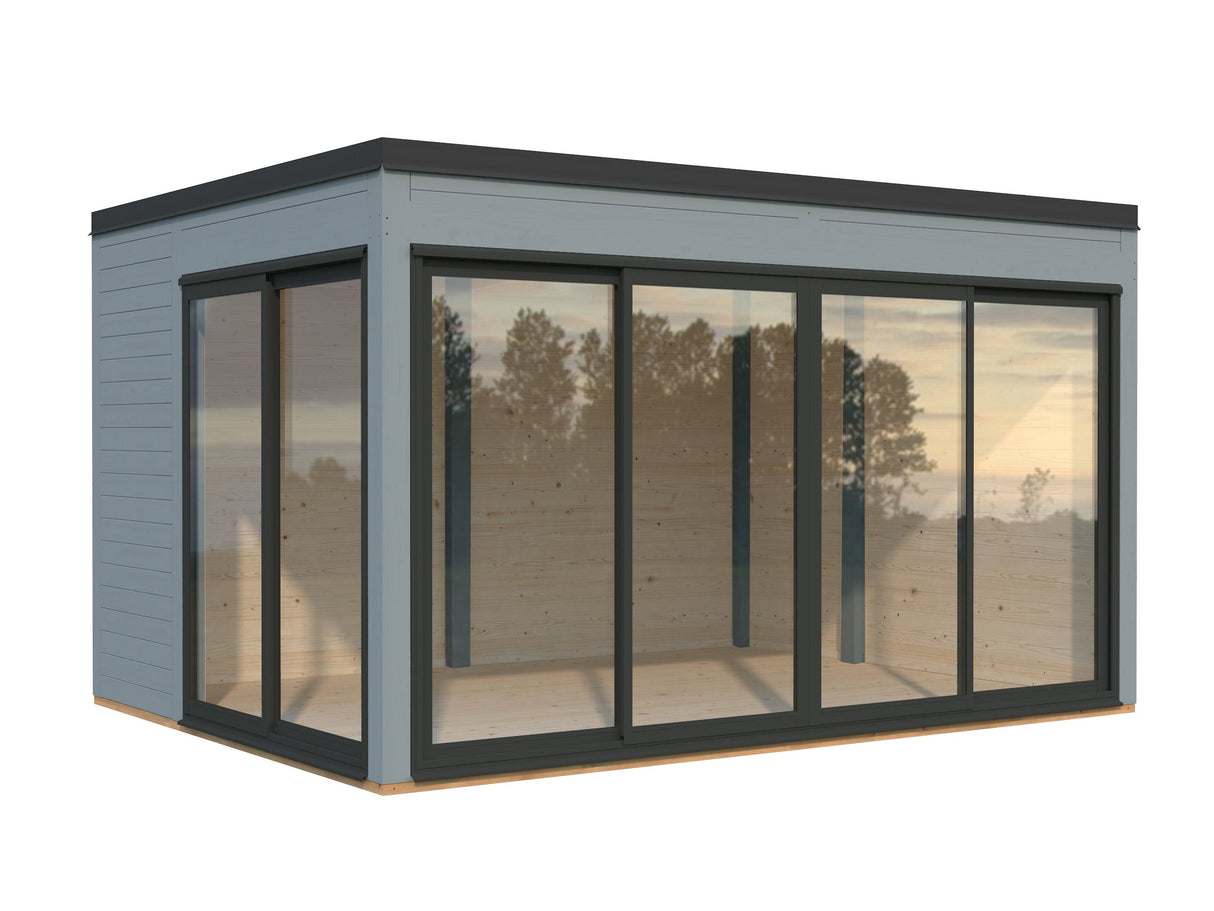 Serena 1 (4,2x3,2 m | 12,6 m² | 44 mm) Modernne klaaspaviljon aeda – alumiiniumuksed ja -aknad (ühekordne või topeltklaas)