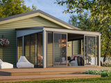 Lumi 16,6 m² (4,2x4,2 m | 120x120 mm) Seinale kinnituv puidust ja klaasist paviljon aeda