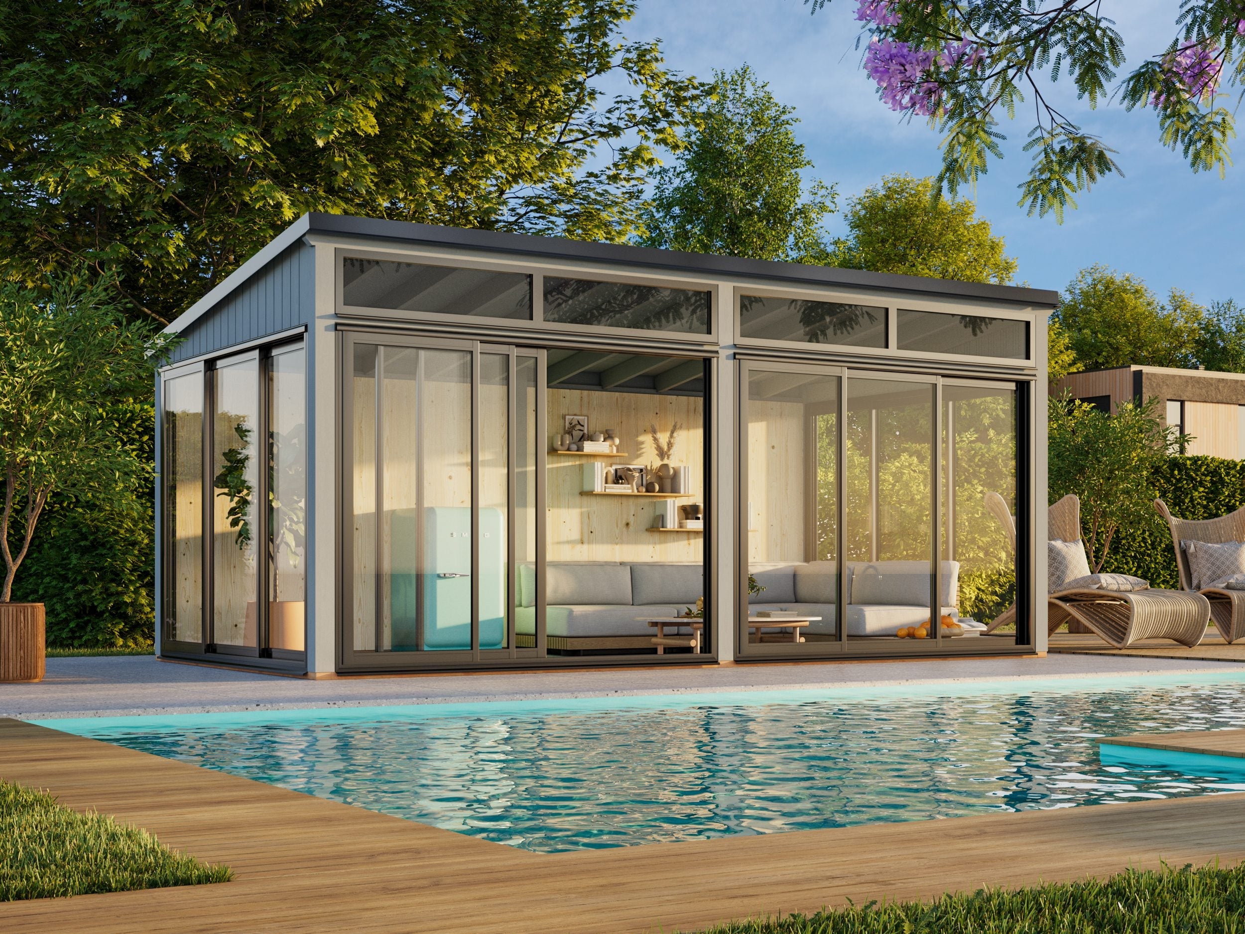 Saga 16,6 m² (4,2x4,2 m | 120x120 mm)  klaaspaviljon või suvetuba aeda