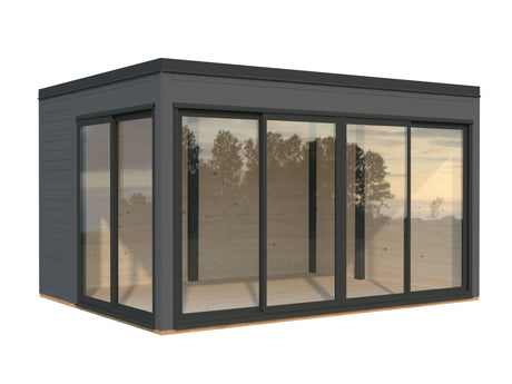 Serena 1 (4,2x3,2 m | 12,6 m² | 44 mm) Modernne klaaspaviljon aeda – alumiiniumuksed ja -aknad (ühekordne või topeltklaas)