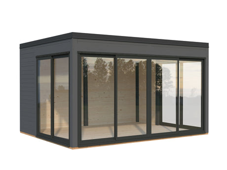 Serena 2 (4,2x3,2 m | 12,6 m² | 44 mm) Modernne klaaspaviljon aeda – alumiiniumuksed ja -aknad (ühekordne või topeltklaas)