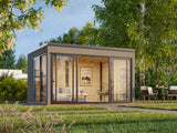 Serena 1 (4,2x3,2 m | 12,6 m² | 44 mm) Modernne klaaspaviljon aeda – alumiiniumuksed ja -aknad (ühekordne või topeltklaas)