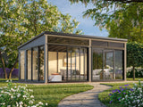 Saga 23,3 m² (5,8x4,2 m | 120x120 mm) Ruumikas ja modernne eraldiseisev klaasaed või suvetuba aeda