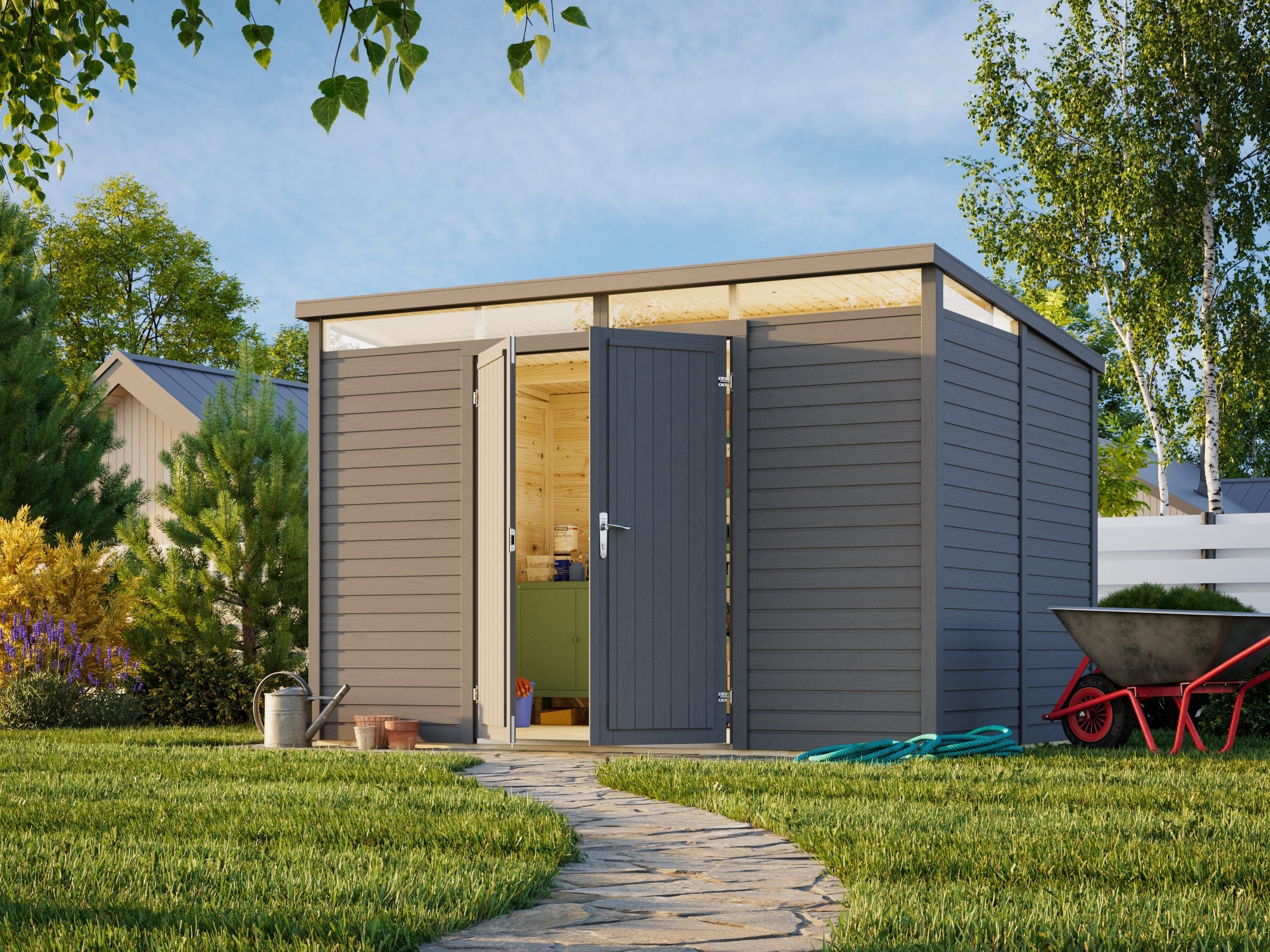 Elias 7,3 m² (3,3x2,3 m | 16 mm) Puidust aiakuur ülemiste akendega