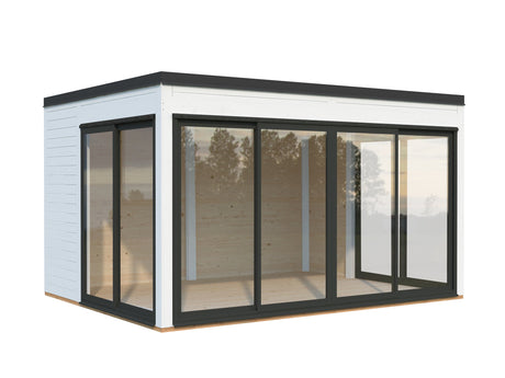 Serena 2 (4,2x3,2 m | 12,6 m² | 44 mm) Modernne klaaspaviljon aeda – alumiiniumuksed ja -aknad (ühekordne või topeltklaas)