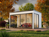Serena 2 (4,2x3,2 m | 12,6 m² | 44 mm) Modernne klaaspaviljon aeda – alumiiniumuksed ja -aknad (ühekordne või topeltklaas)