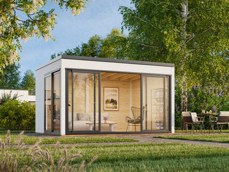 Serena 1 (4,2x3,2 m | 12,6 m² | 44 mm) Modernne klaaspaviljon aeda – alumiiniumuksed ja -aknad (ühekordne või topeltklaas)