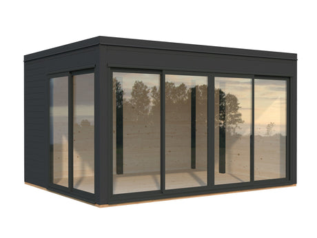 Serena 1 (4,2x3,2 m | 12,6 m² | 44 mm) Modernne klaaspaviljon aeda – alumiiniumuksed ja -aknad (ühekordne või topeltklaas)